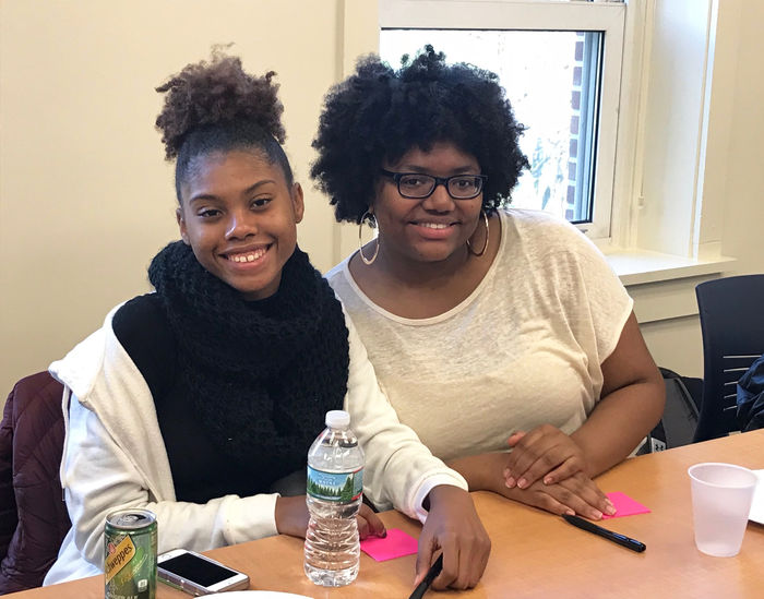 Students smile for camera