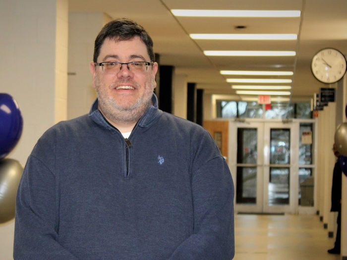 photo of Mike Evans in Dawson Building hallway