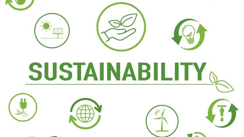 A graphic highlighting the many aspects of sustainability in business and industry.