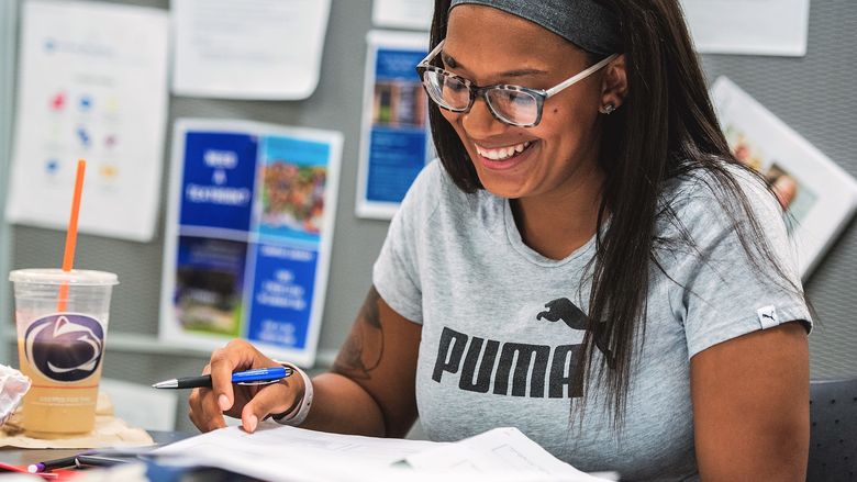 girl studying in learning center