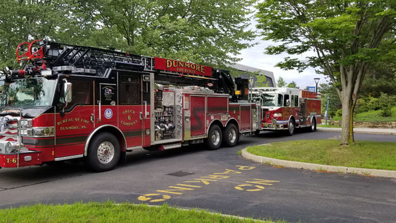 First responders vehicles arrive at nursing suite