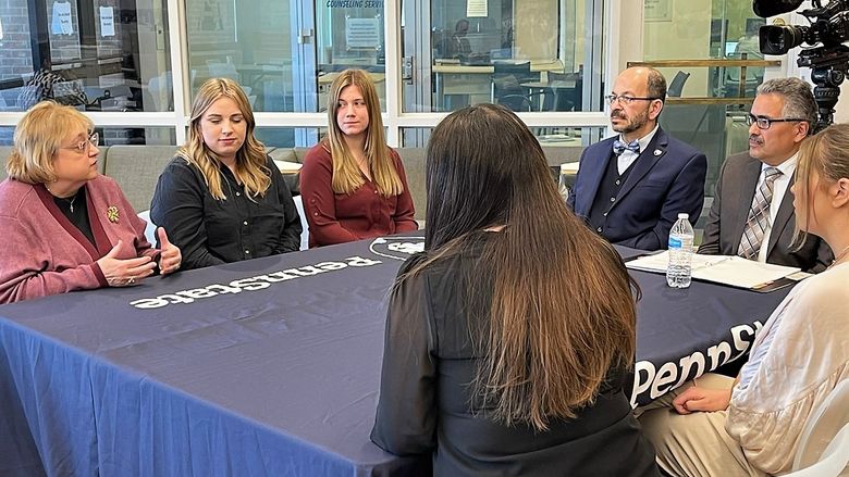 Faculty and students participate in a roundtable discussion at Penn State Scranton with Aging Secretary Robert Torres