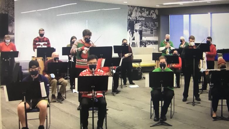 band members practicing in masks and socially distanced