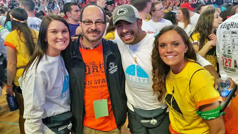 Chancellor Wafa and students at THON