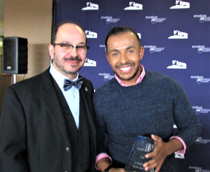 Penn State Scranton alumnus Alan Souza with Chancellor Marwan Wafa