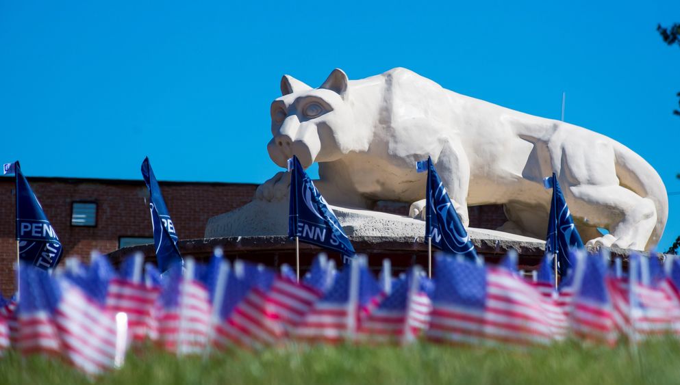 PSWS lion shrine with flags