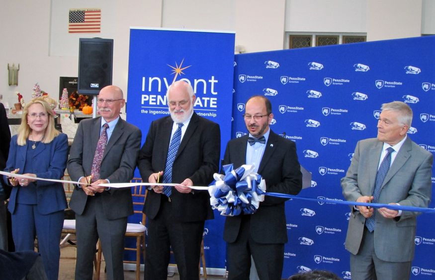 PSU officials cutting Scranton Launchbox ribbon