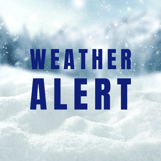 graphic showing a snowy background with the words Snow Alert